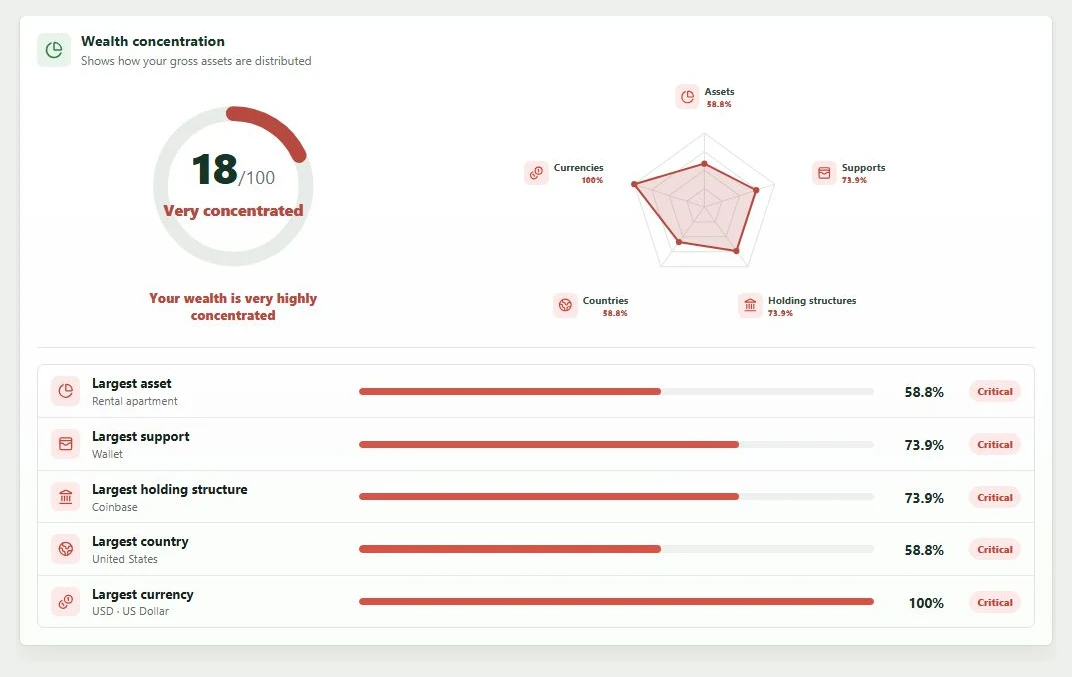 Wealth concentration card on the Analyses page