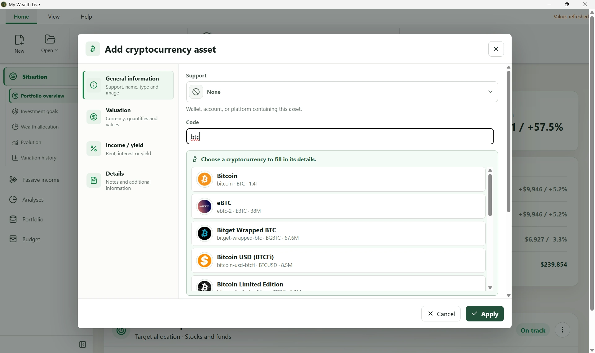 My Wealth Live cryptocurrency search helper