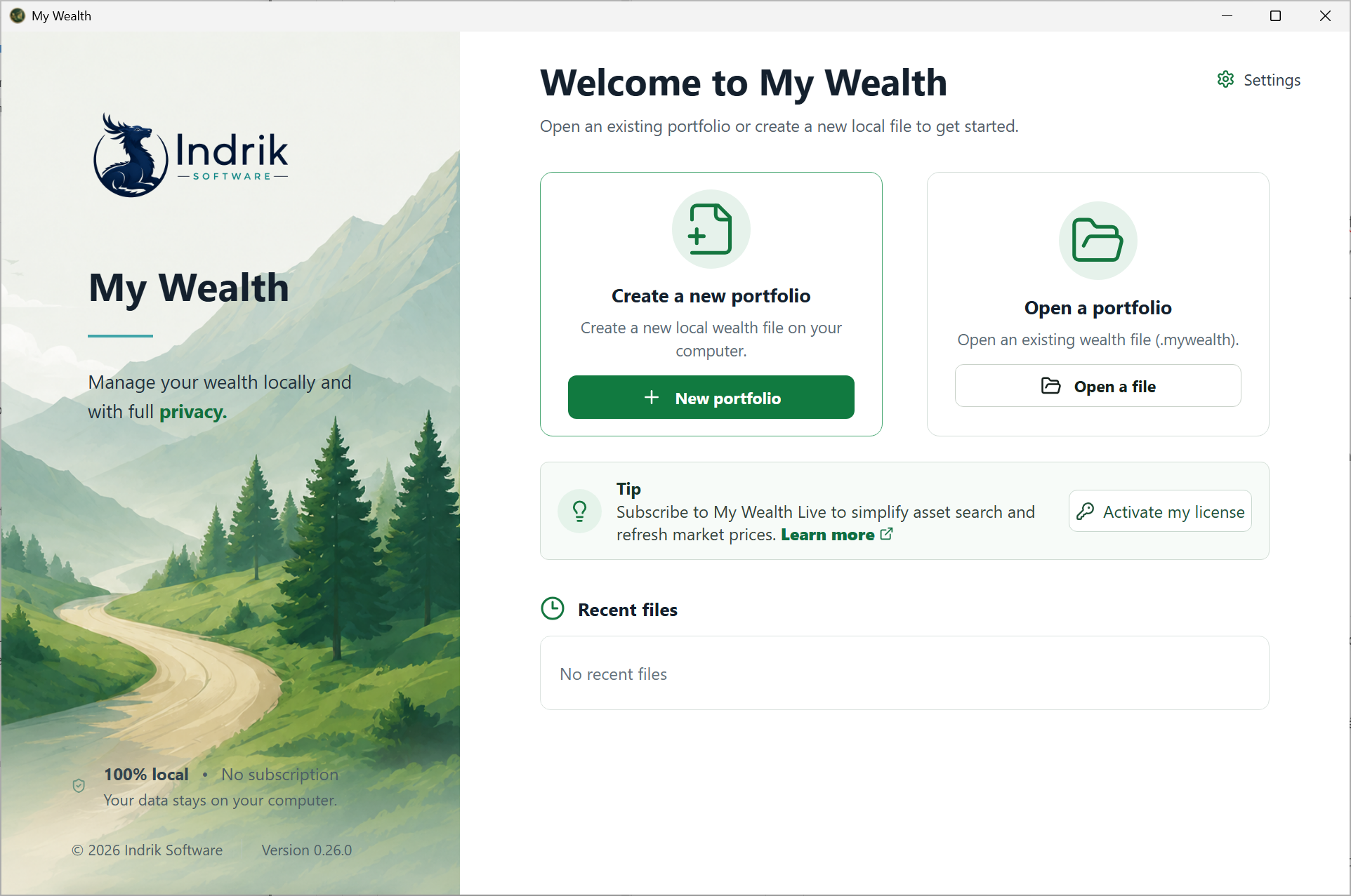 My Wealth start page