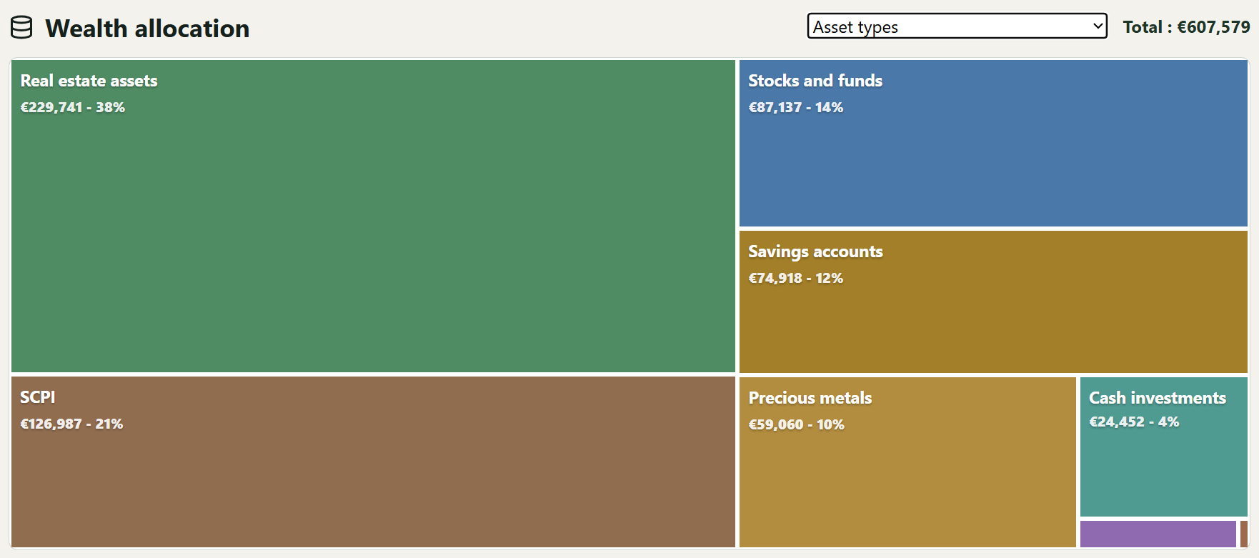 My Wealth data grid showing wealth allocation