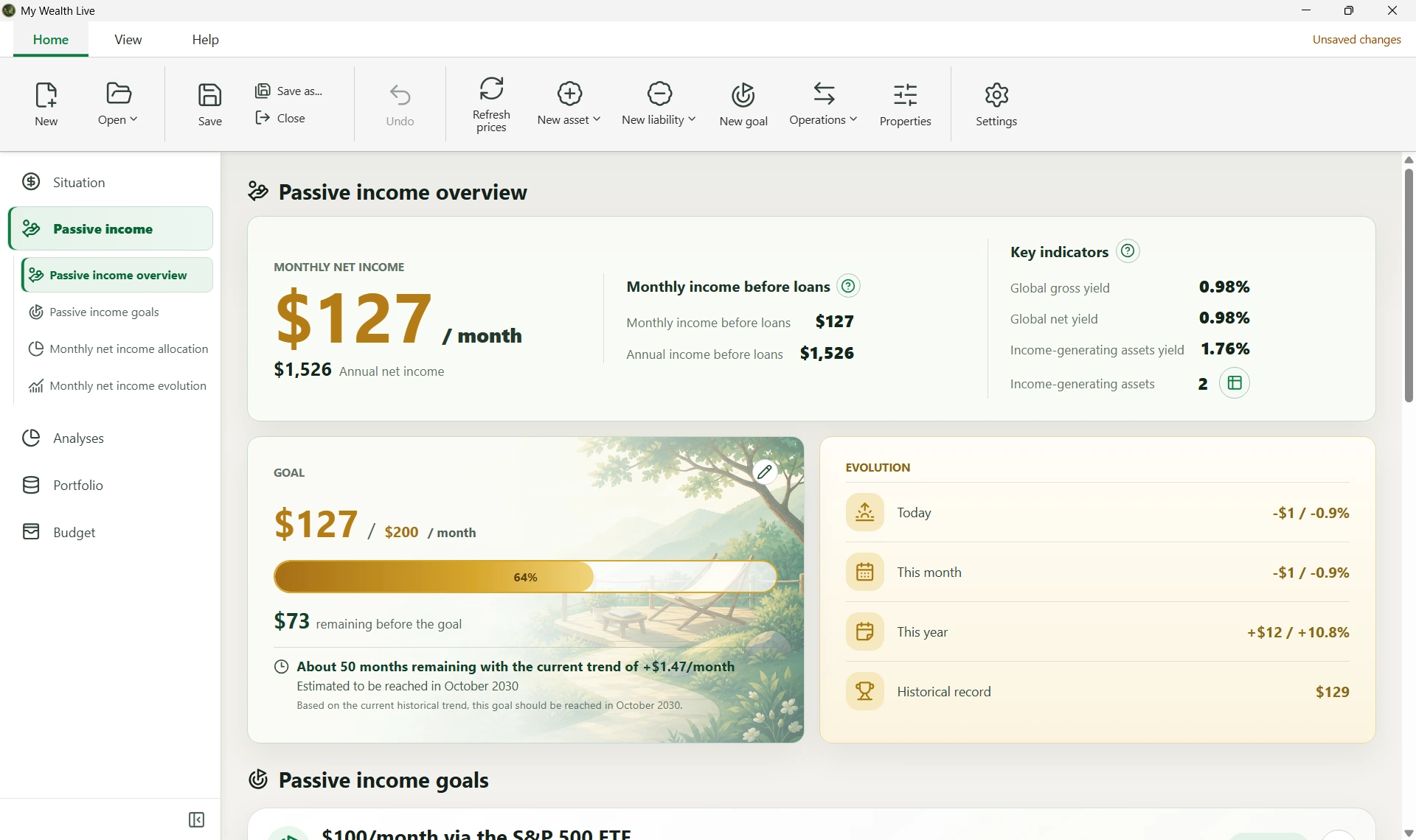 My Wealth Live passive income overview and goals